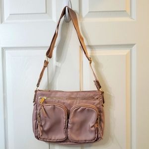 Taupe Nylon Stylish Tan Crossbody/Shoulder Bag